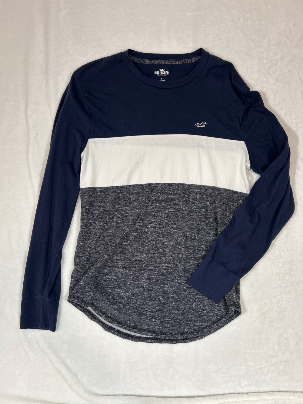 Holister Blue Gray Striped Shirt Mens Medium